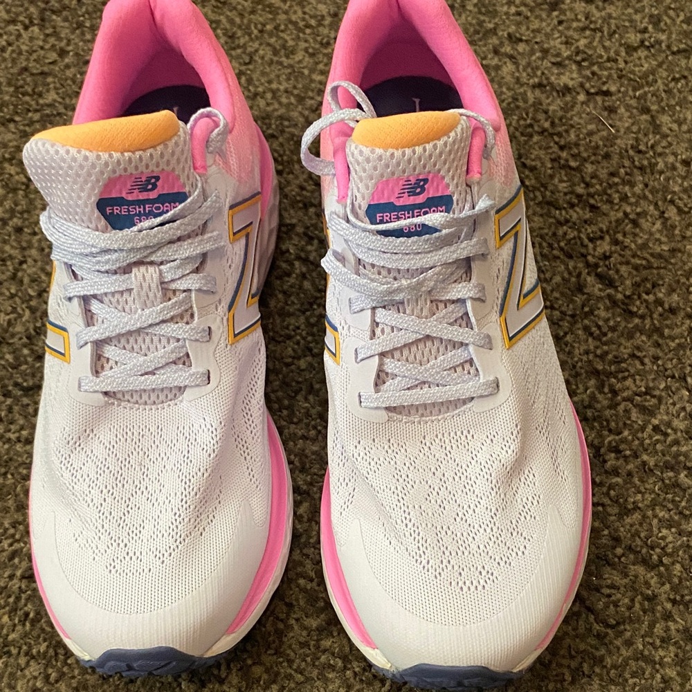 New Balance White and Pink Athletic Shoes
